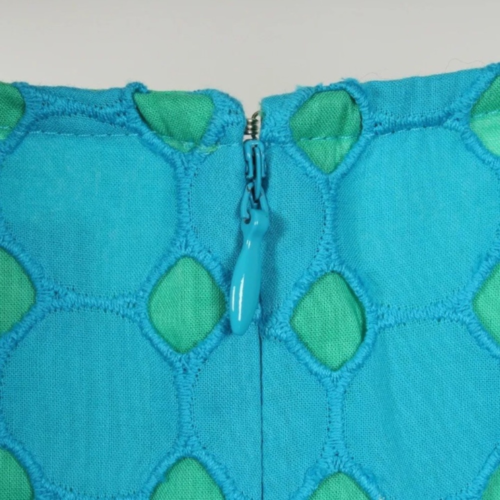 Loft Women’s Dress 6 Blue Green A Line Sleeveless Lined Pleated 100% Cotton - Picture 5 of 7